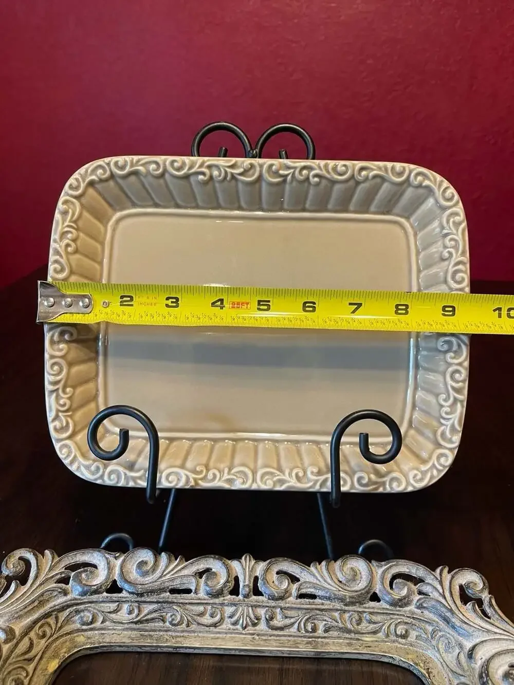 Drake Designs Ceramic Baking Dish with Ornate Metal Holder